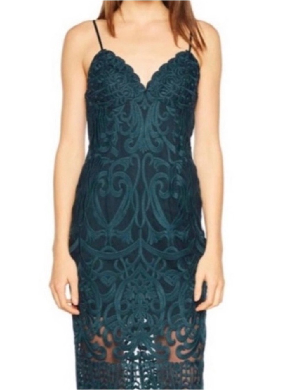Bardot Gia Lace Midi Dress size 10 dark green
